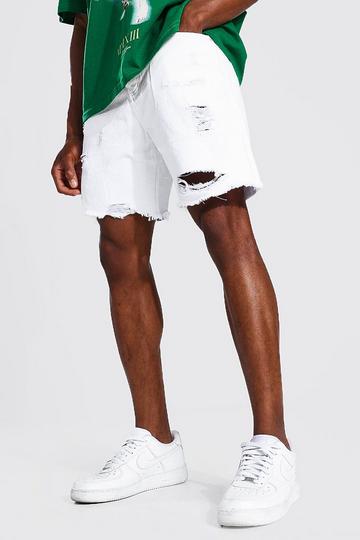 Geshceurde Baggy Denim Shorts white