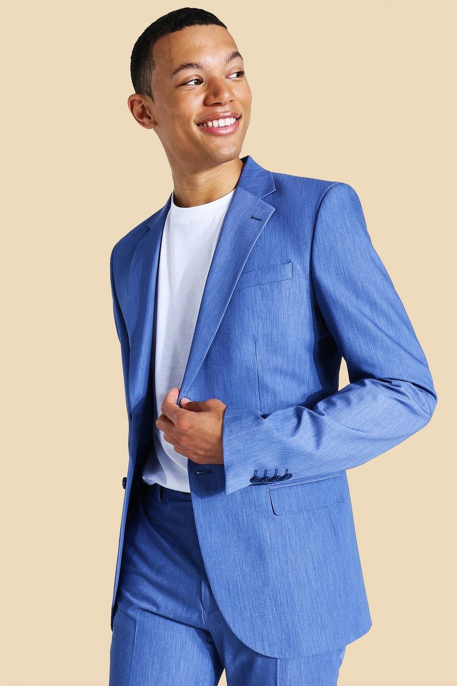 כחול azzurro ז'קט חליפה סקיני עם רכיסה אחת לגברים גבוהים