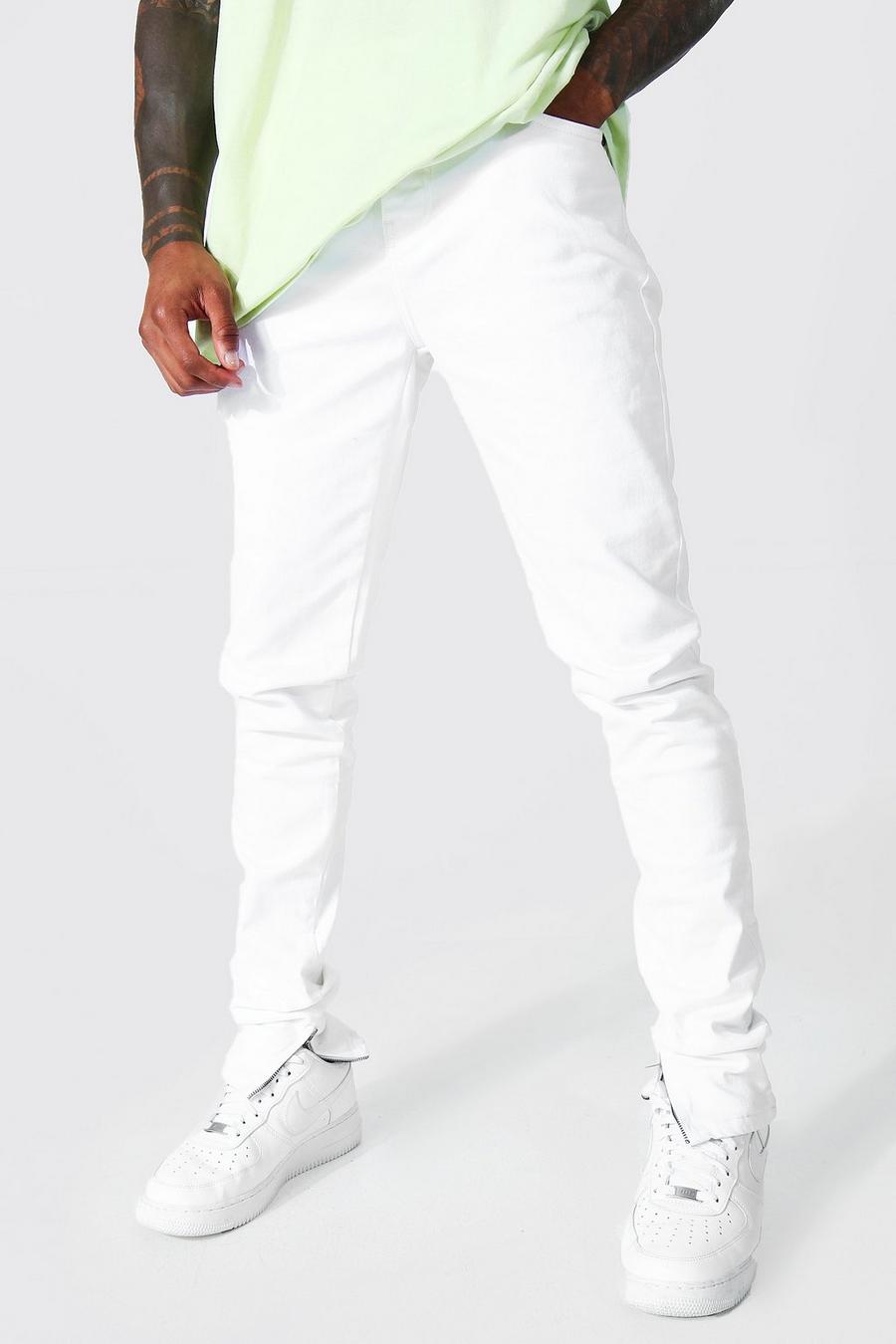 Skinny Stretch Jeans mit Reißverschlüssen, White image number 1