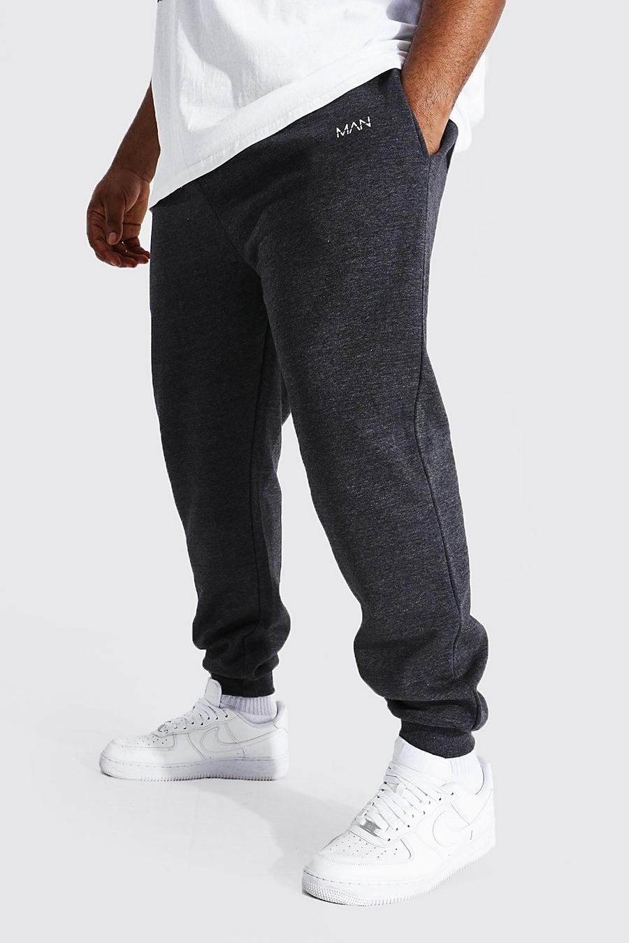 Pantaloni tuta Plus Size Man Dash in fibre riciclate Slim Fit, Charcoal grigio