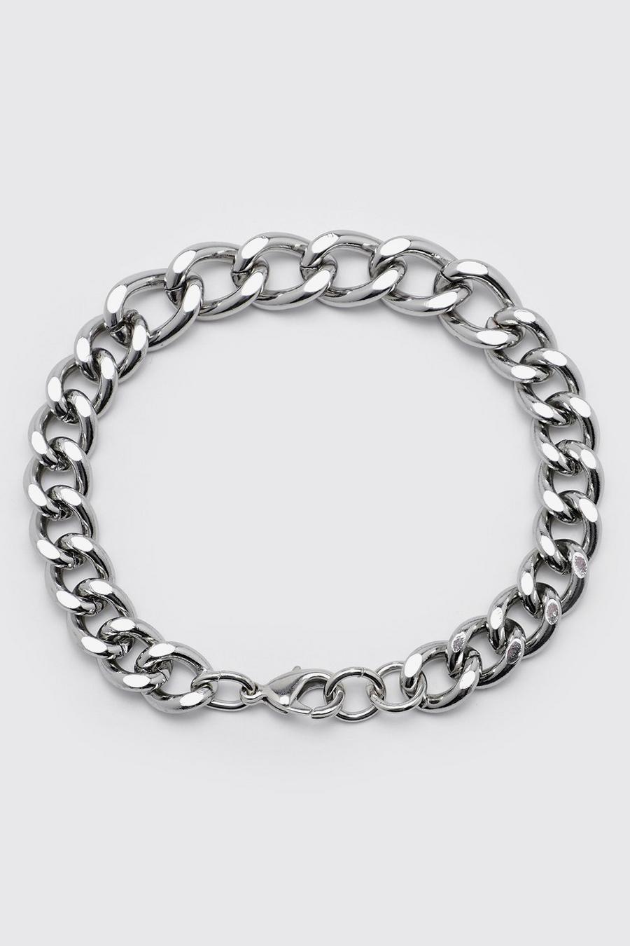 Silver Plain Chunky Chain Bracelet image number 1