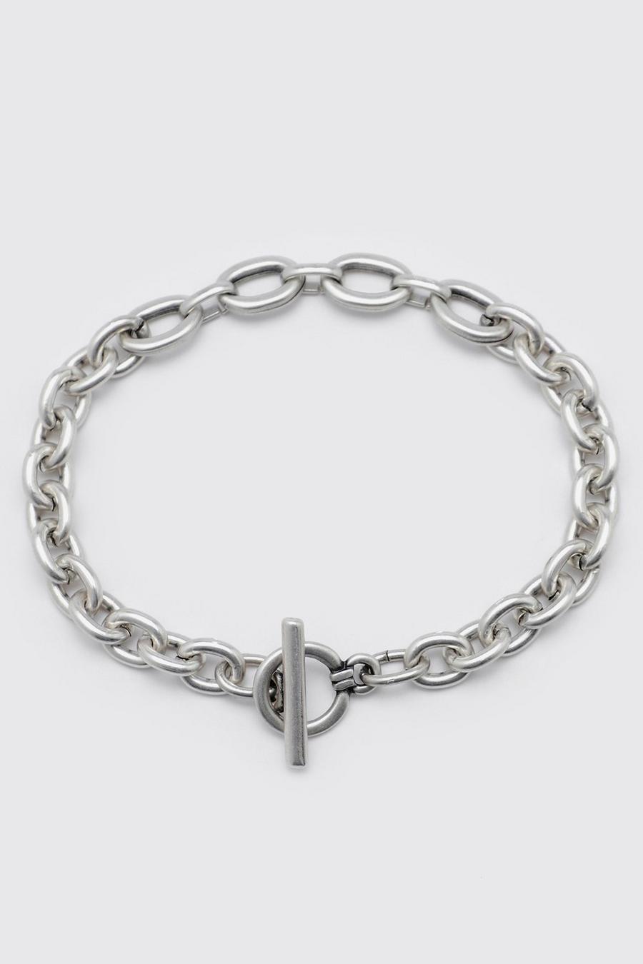 Silver Anchor Chain Bracelet With Toggle image number 1