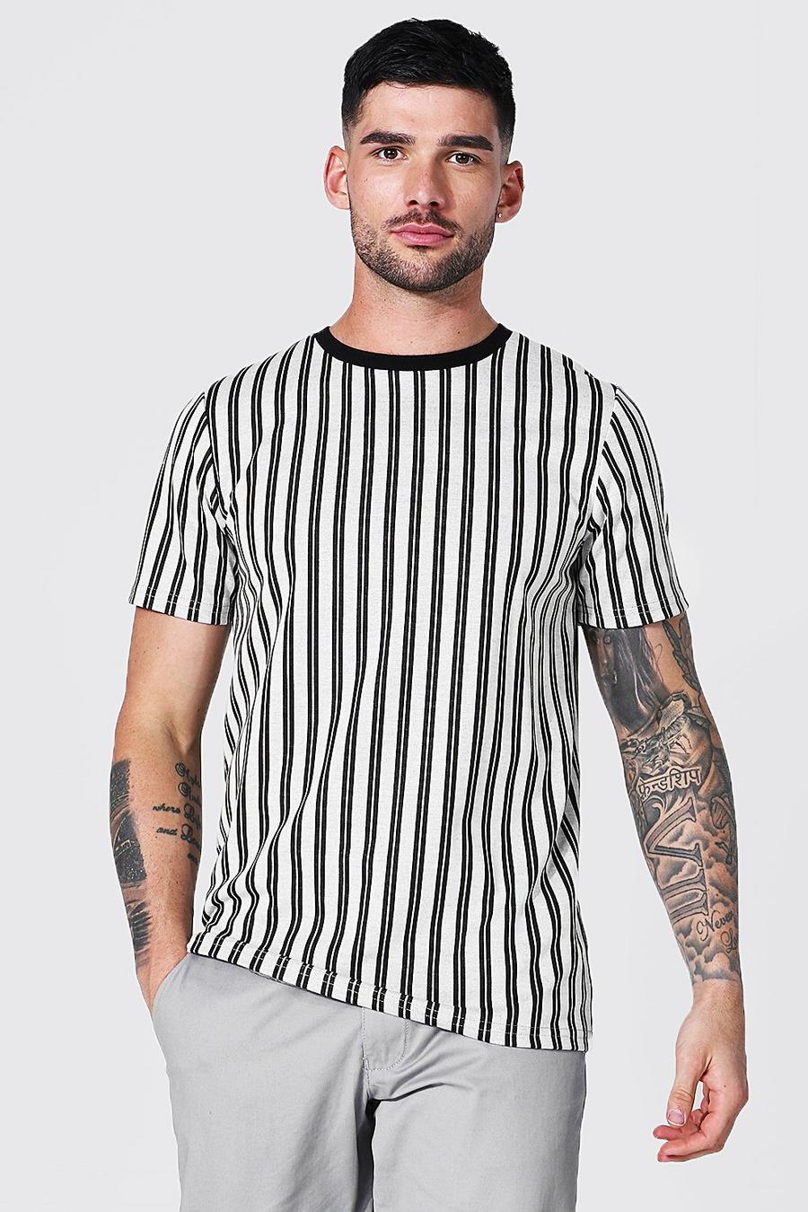 White Stripe Jacquard Ringer T-shirt image number 1