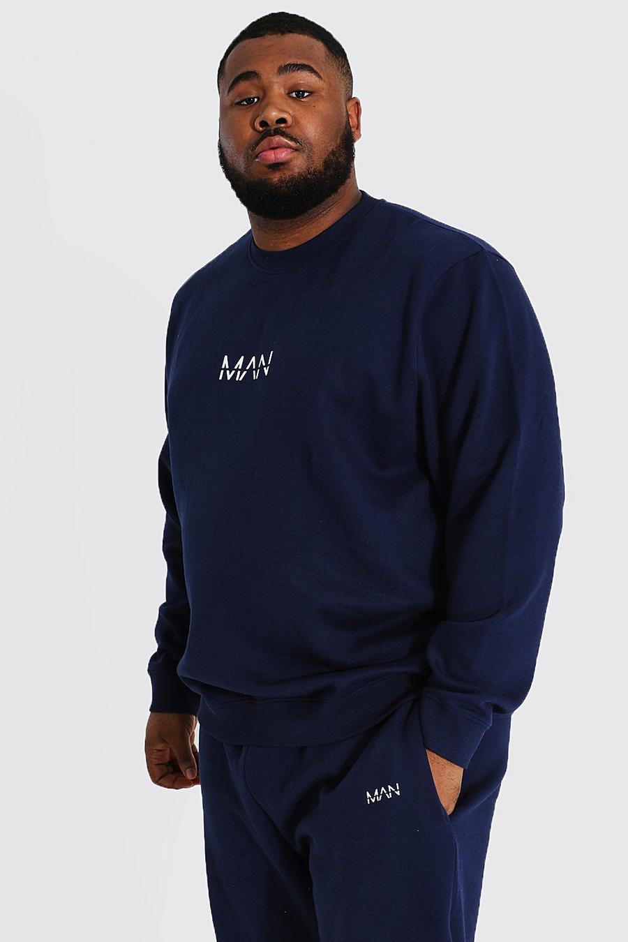 Navy marinblå Plus - MAN Dash Sweatshirt i återvunnet tyg image number 1