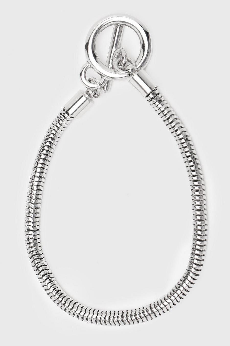 Kettenarmband mit Schlangenmuster und Knebelverschluss, Silber image number 1