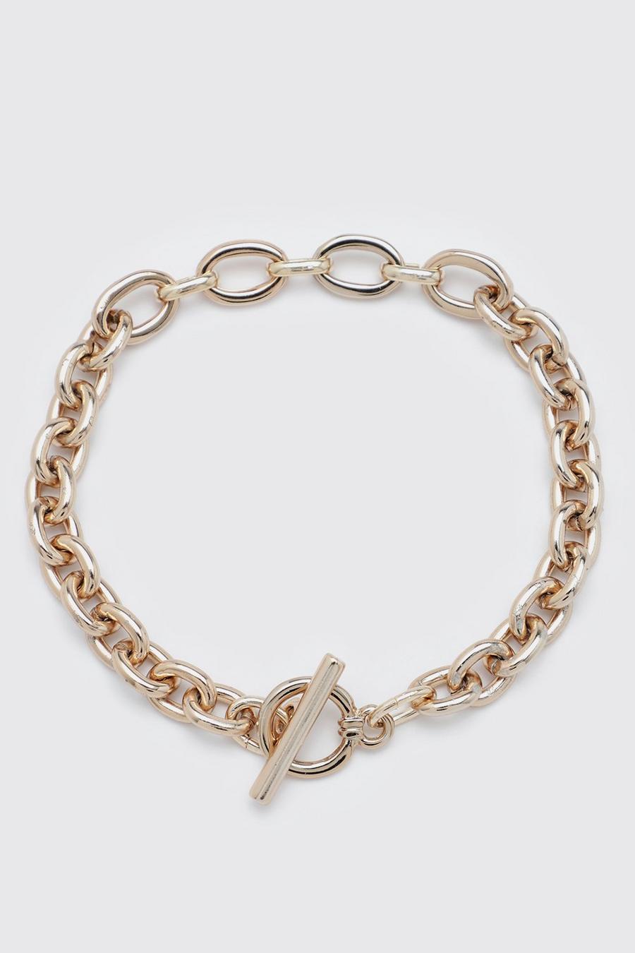 Gold Anchor Chain Bracelet With Toggle image number 1