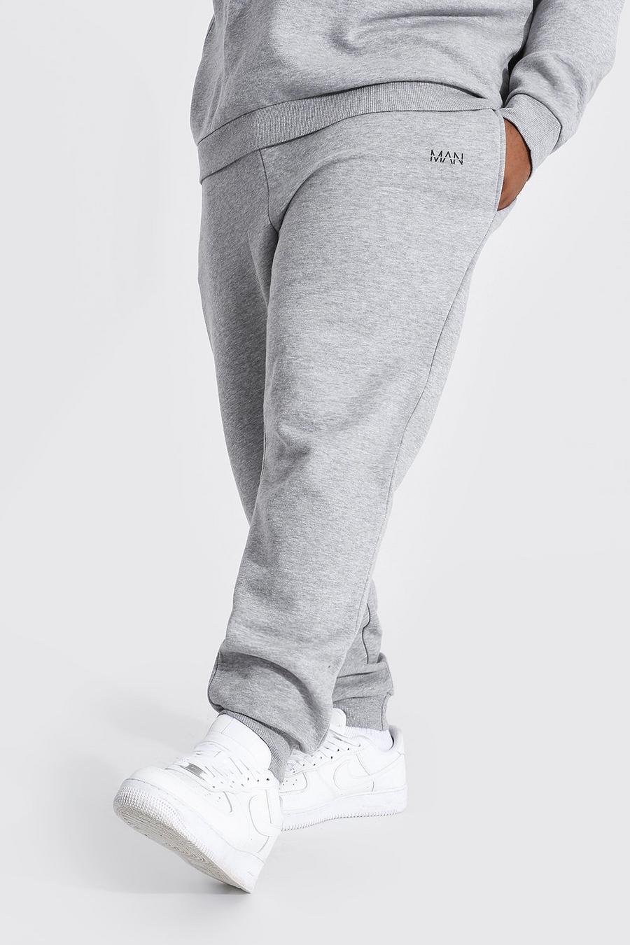 Pantaloni tuta Plus Size Man Dash Slim Fit in fibre riciclate, Grey marl gris