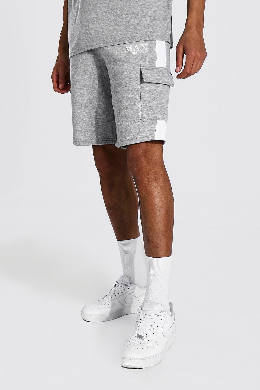 Grey marl Tall - MAN Roman Shorts med cargofickor image number 1