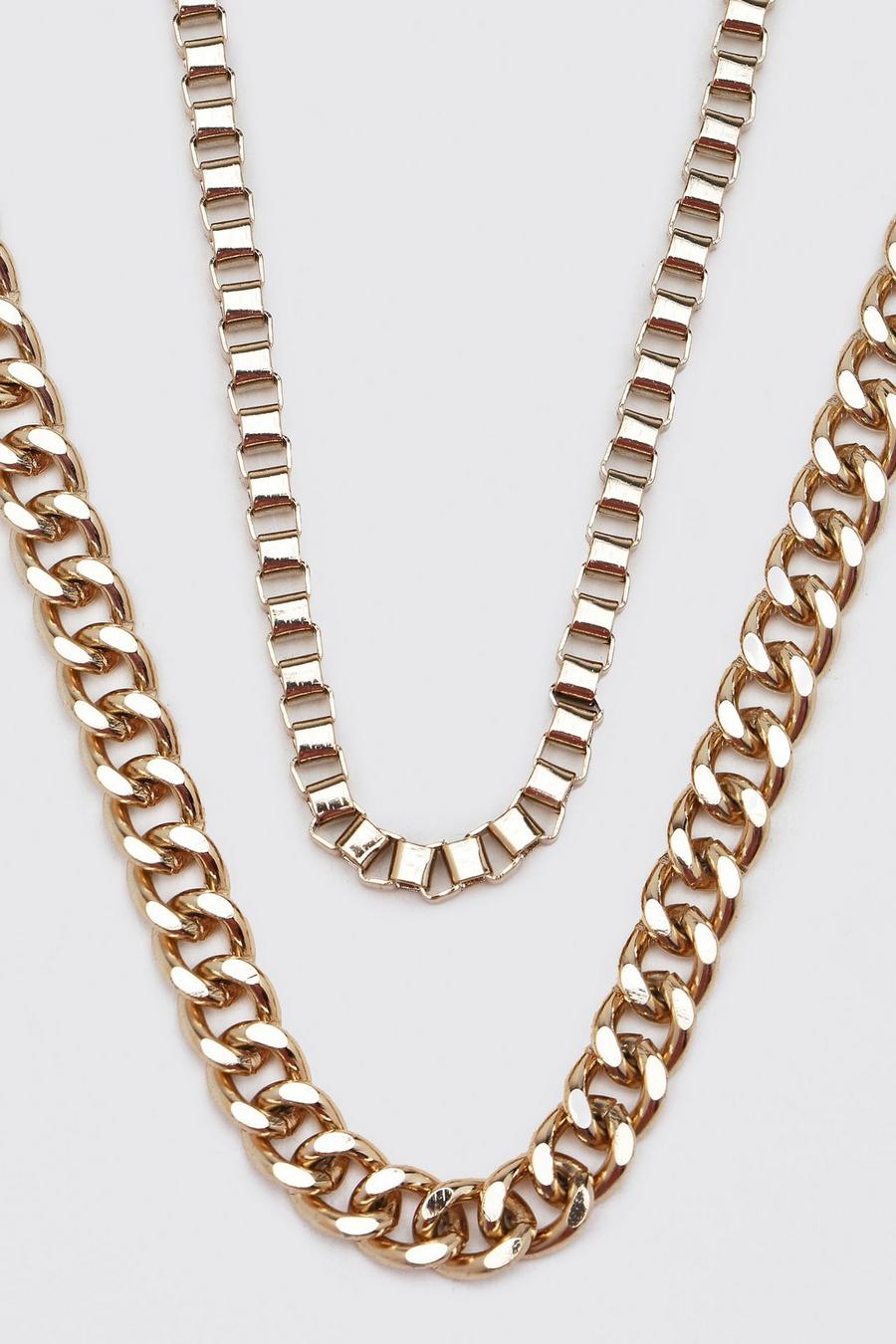 Gold Double Layer Jeans Chain With Cross image number 1