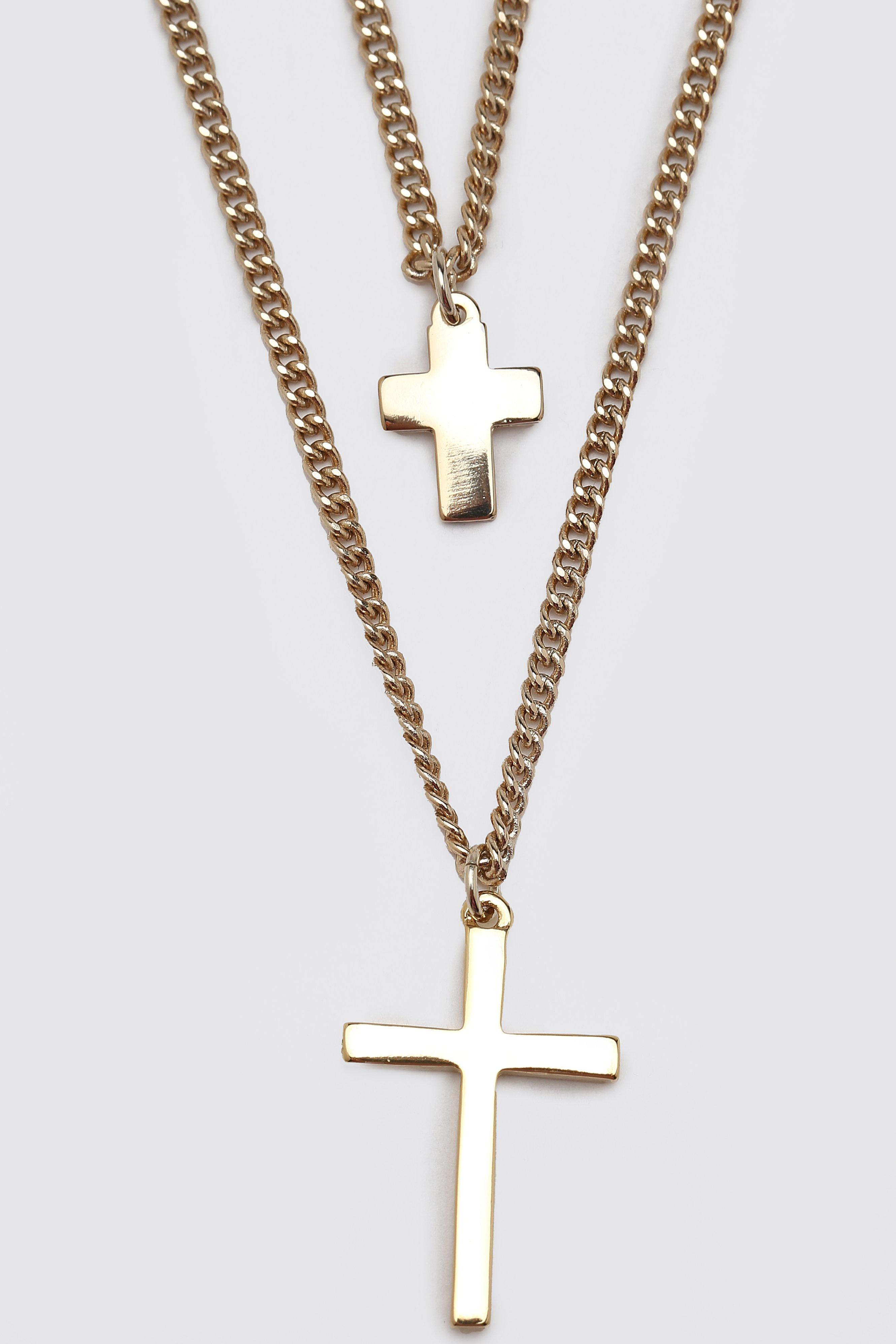 Double layer hot sale cross necklace