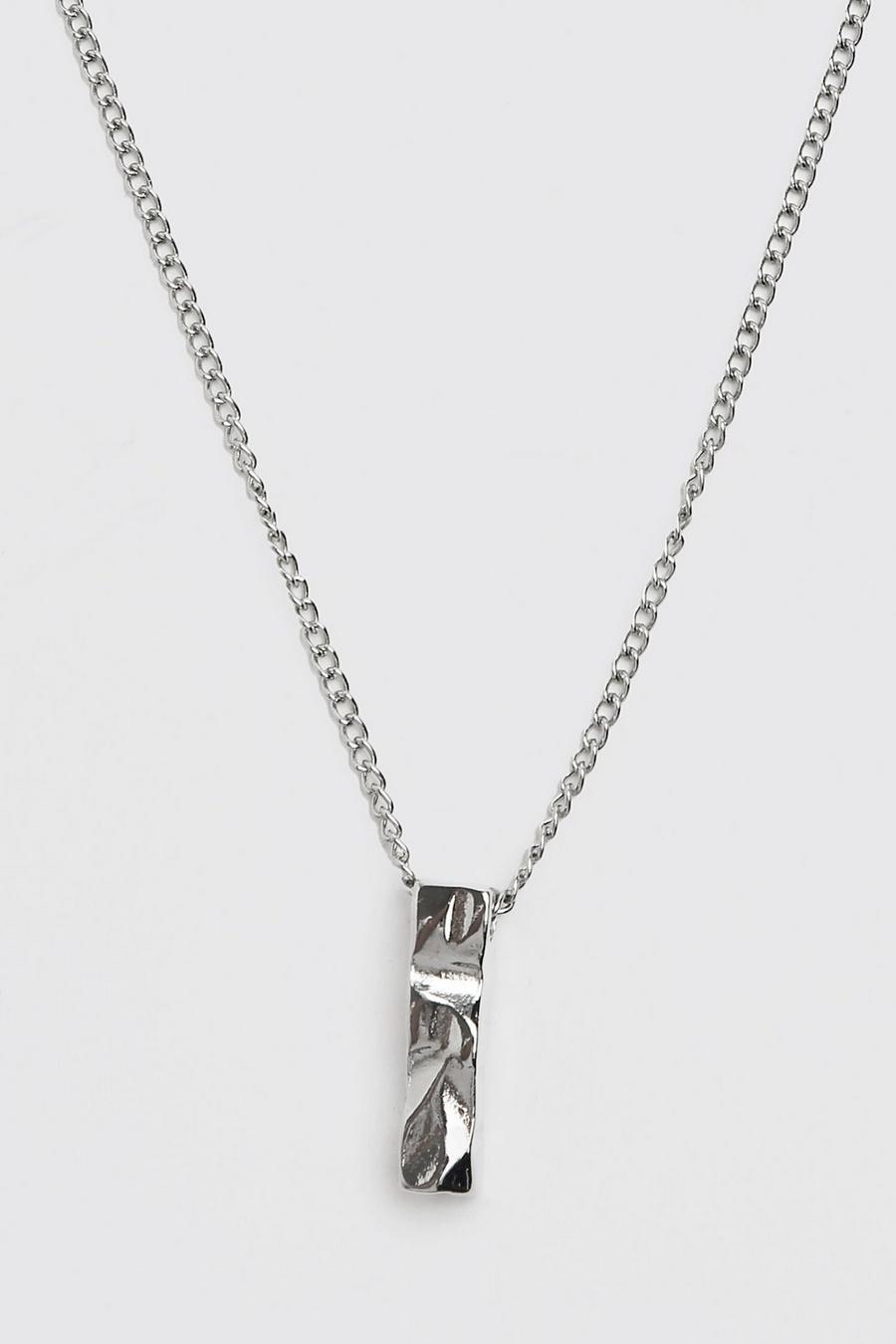 Silver Chain Necklace With Bar Pendant image number 1