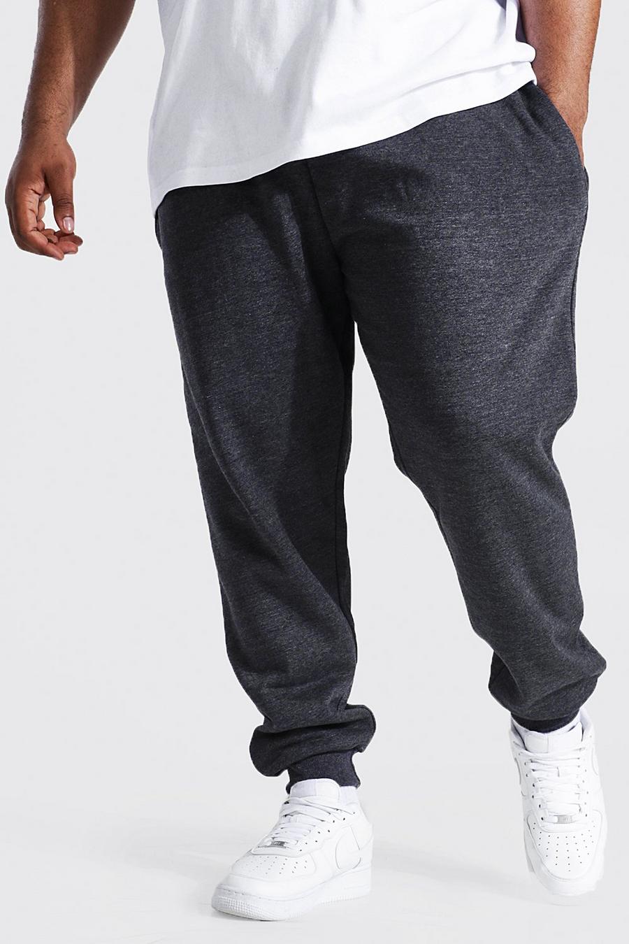 Charcoal grå Plus - Slim fit joggers i återvunnet tyg