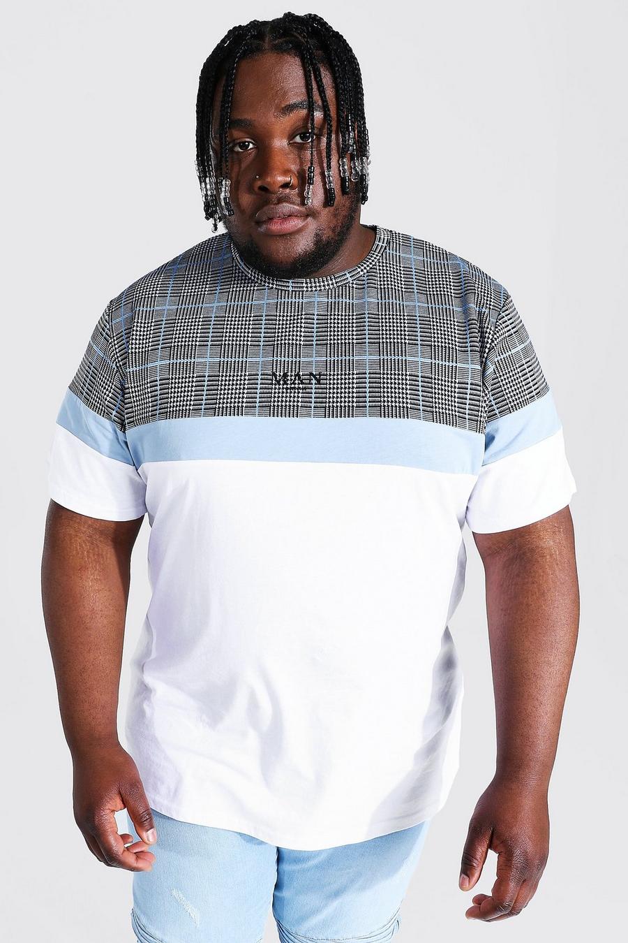 White Plus Size Jacquard Colour Block Man T-Shirt image number 1