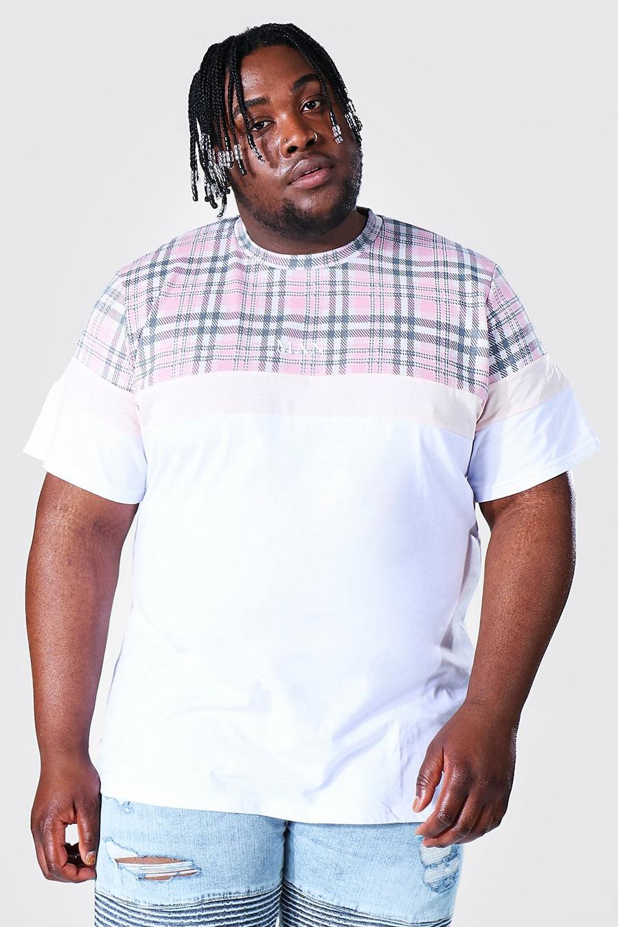 Camiseta Plus MAN de tela jacquard con colores en bloque, White image number 1
