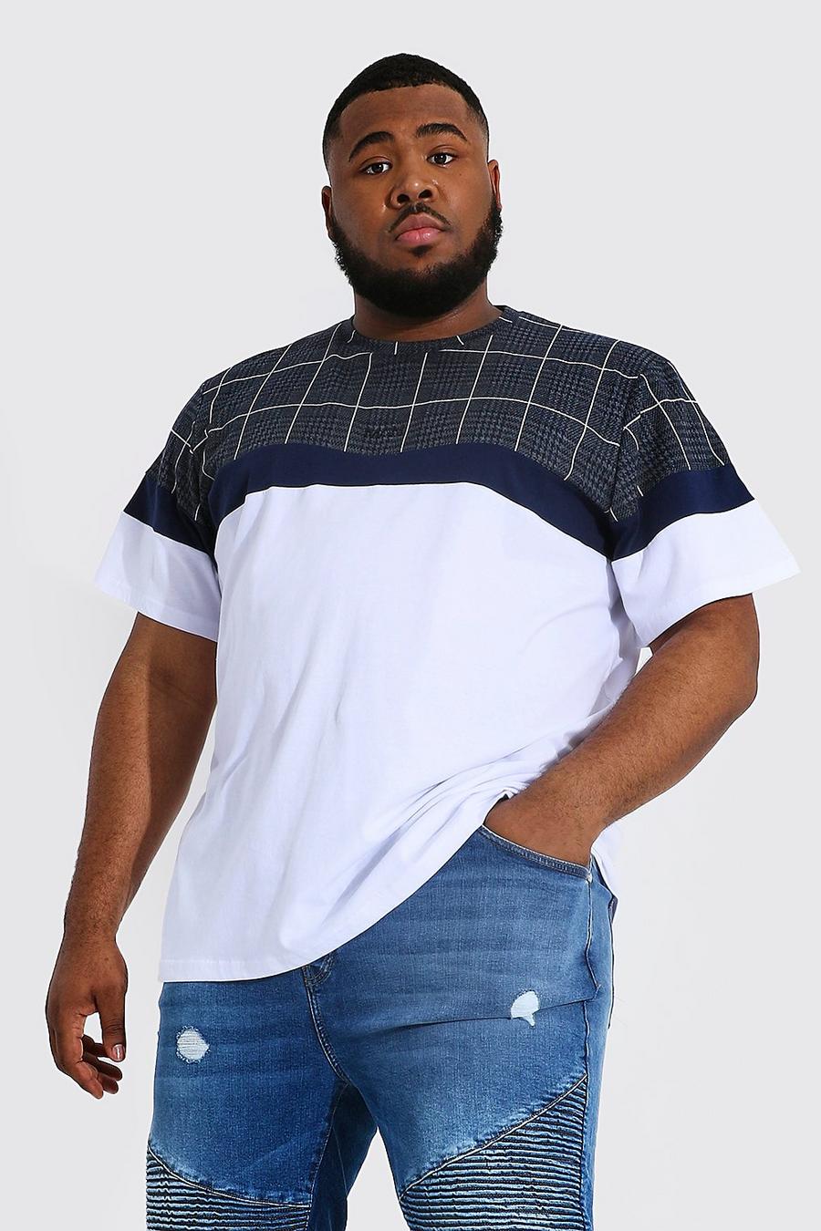 White Plus size - MAN T-shirt med rutig panel image number 1