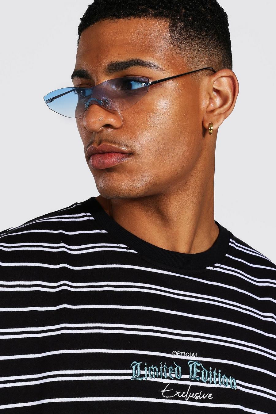 Gafas de sol estilo visera con lentes inclinadas transparentes, Blue image number 1