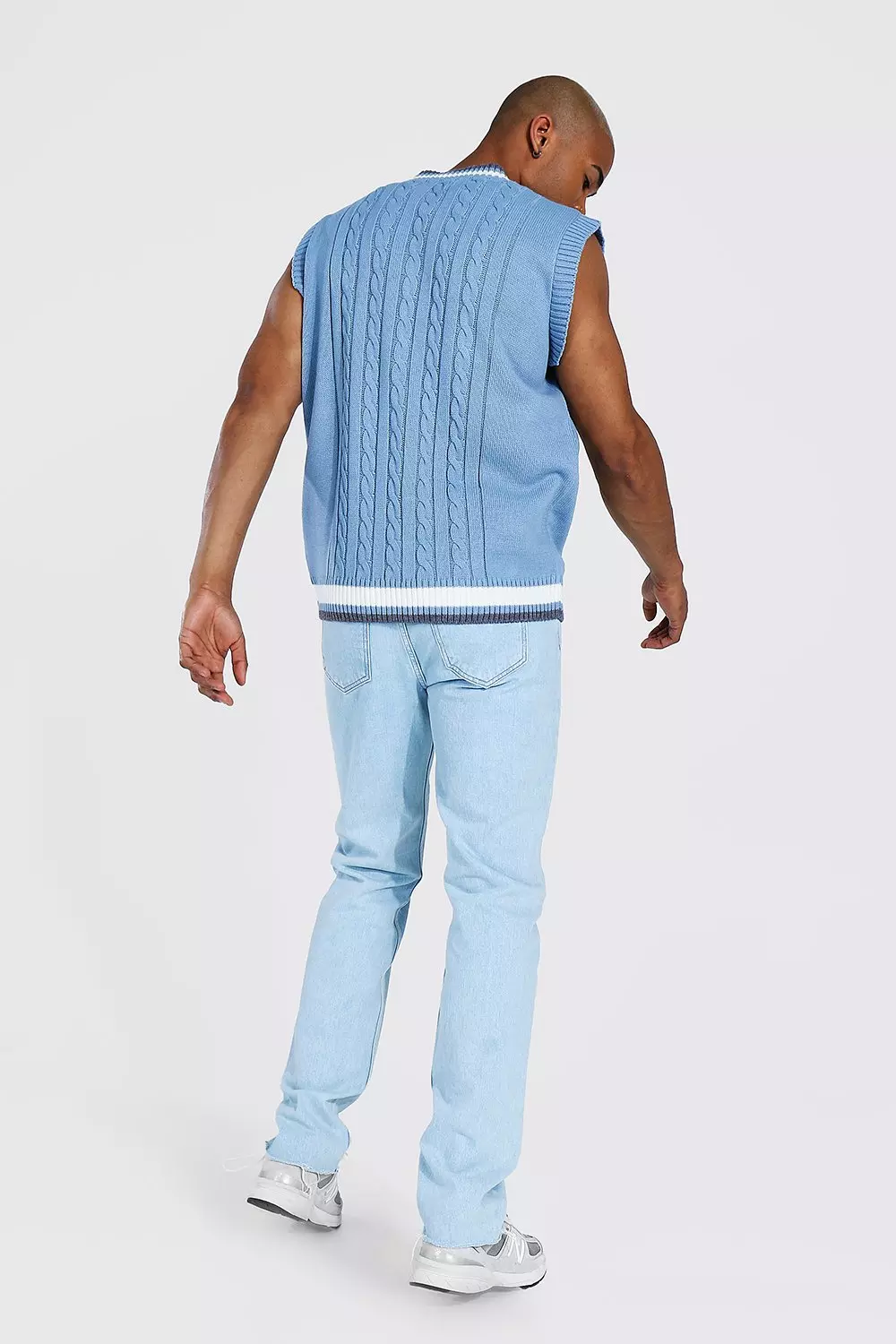 Pale blue Varsity Basic Knitted Vest alternative image