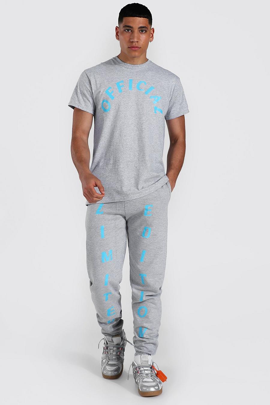 Grey marl Official Oversize t-shirt och joggers image number 1