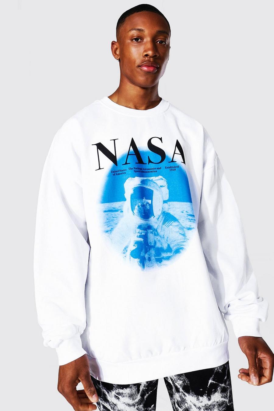 Übergroßes T-Shirt mit lizenziertem Nasa-Astronauten-Print, Weiß image number 1