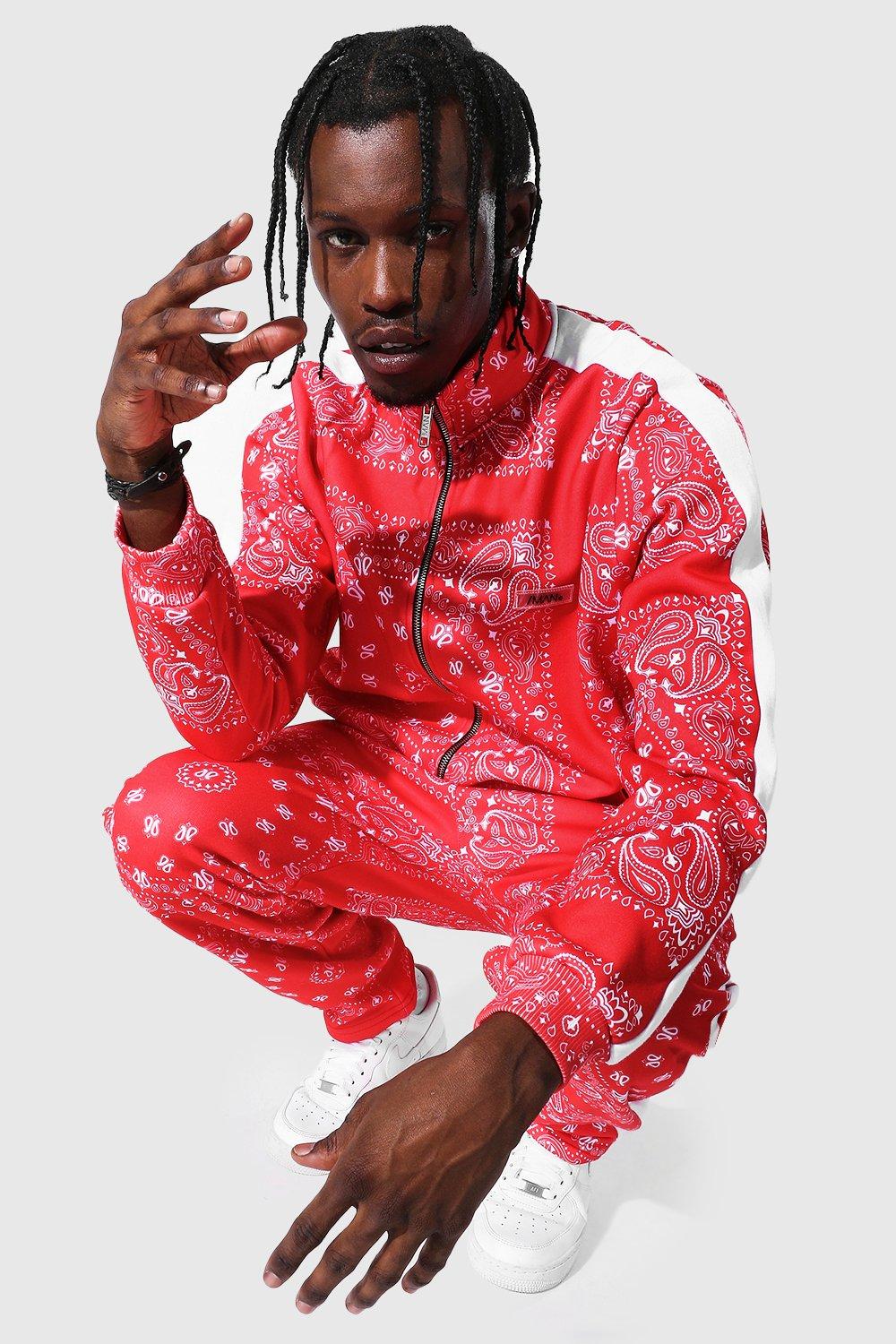 Red bandana sweat suit online