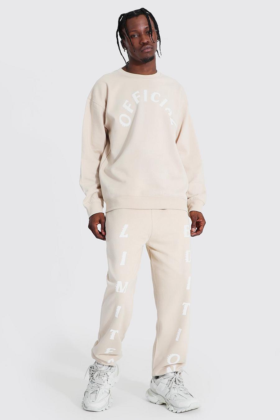 Sand Oversized Official Print Sweater Tracksuit image number 1