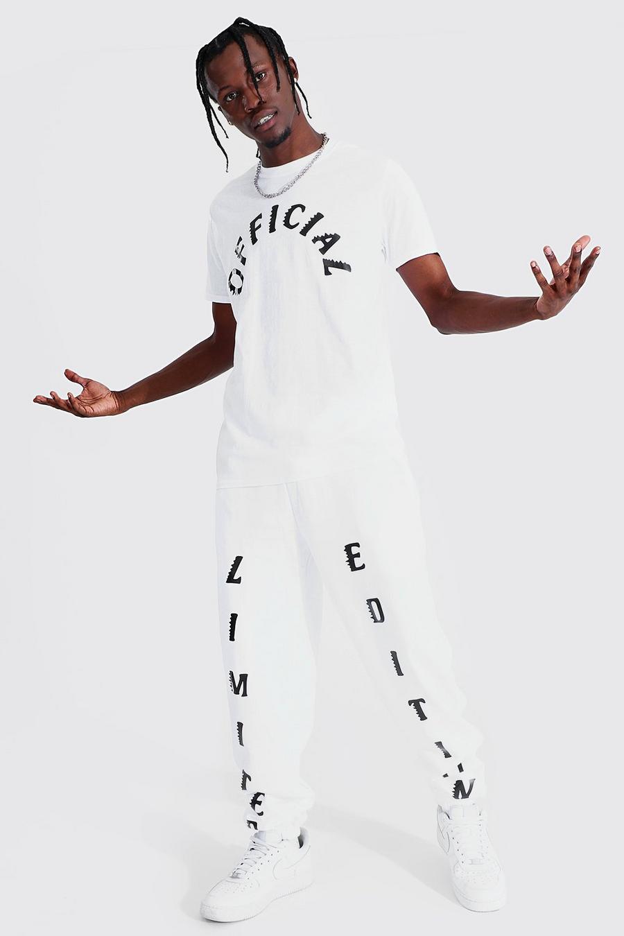 White Official Print T-Shirt And Jogger Set image number 1