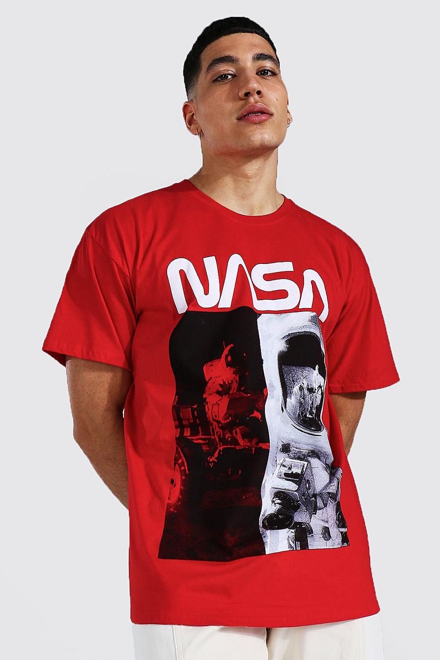 Red Oversized Spliced Nasa License T-shirt image number 1