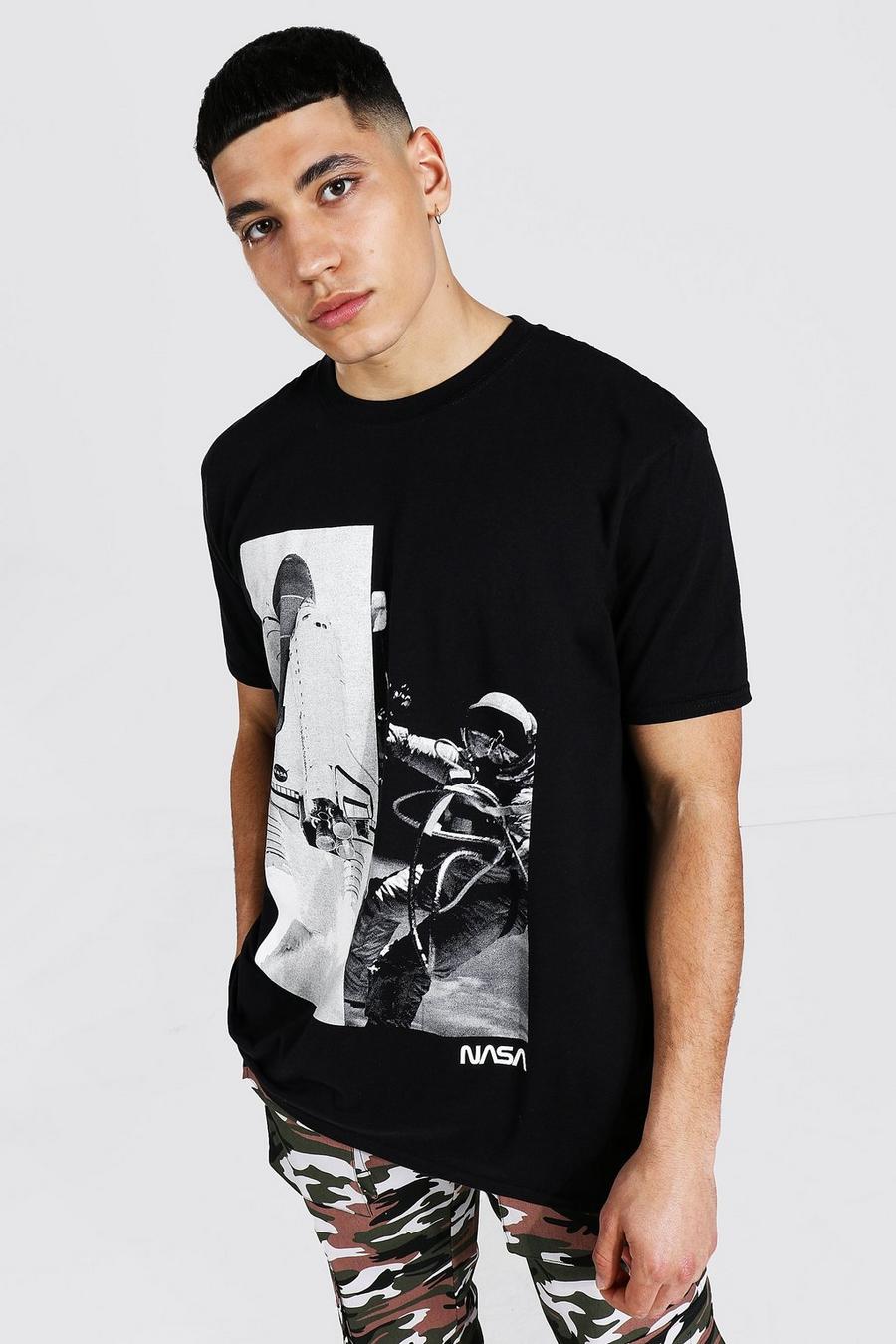 Black Oversized Gelicenseerd Gesplitst Nasa T-Shirt image number 1
