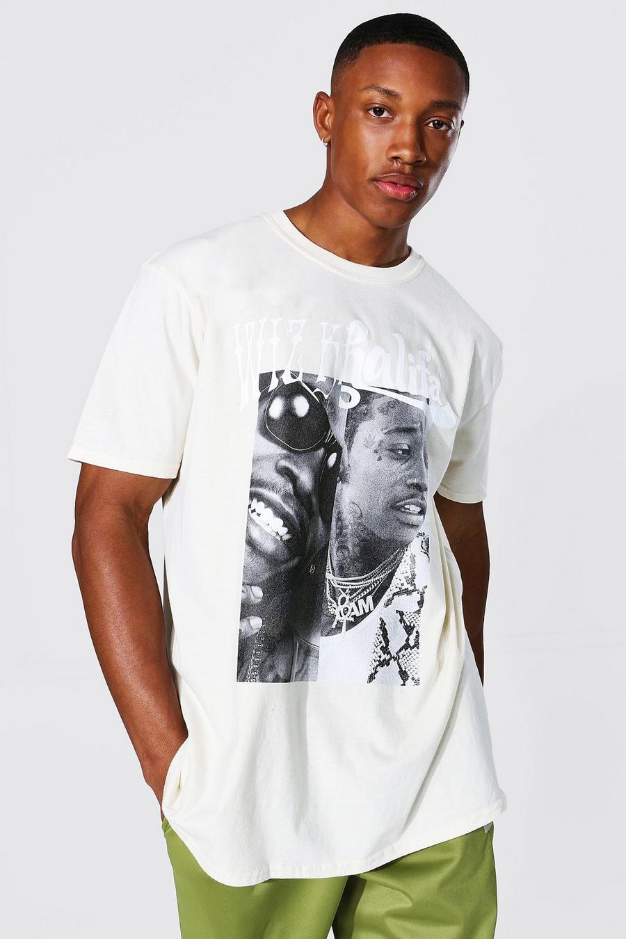 Übergroßes T-Shirt mit lizenziertem mehrfarbigem Wiz Khalifa-Print, Sand image number 1