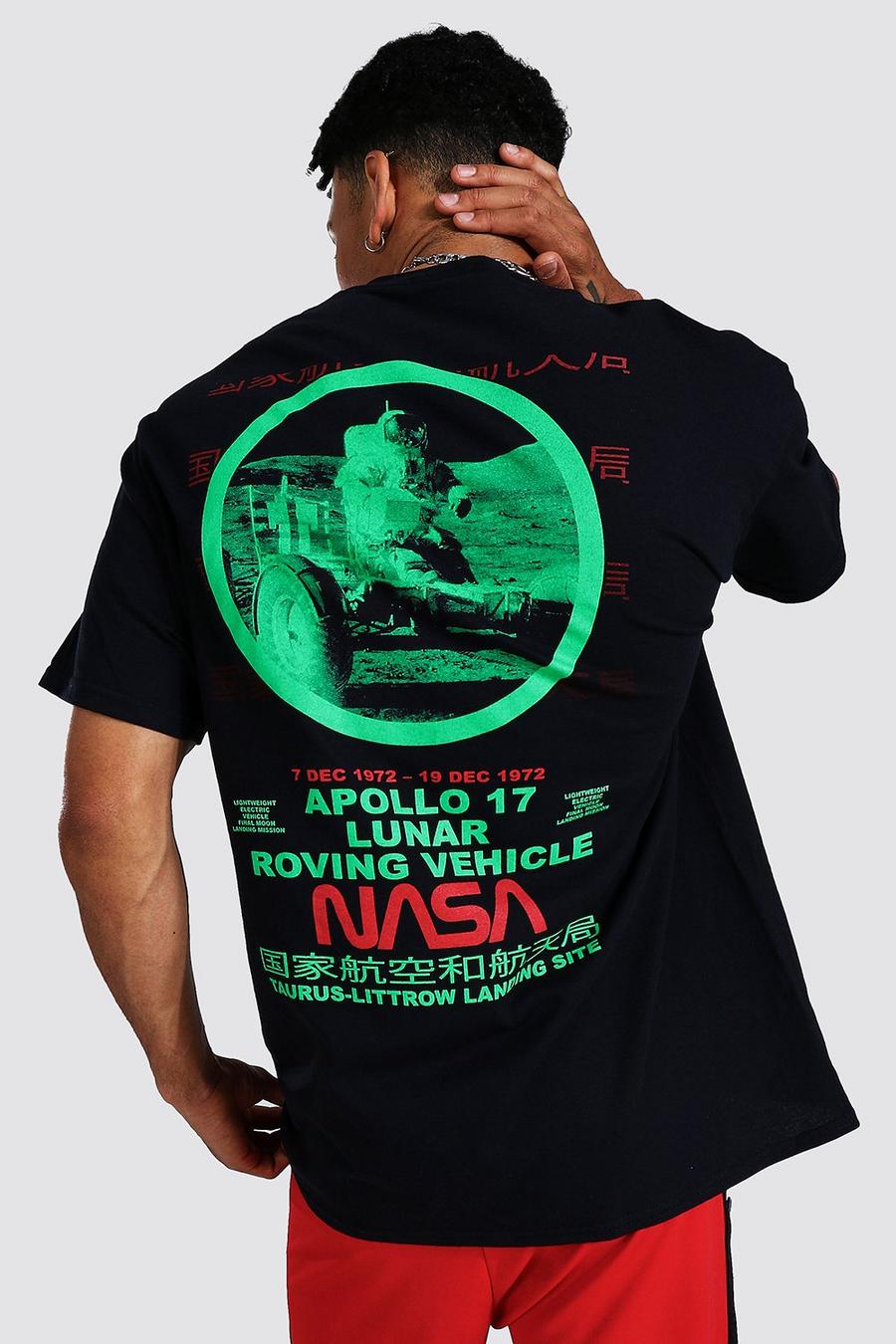 שחור טישרט אוברסייז עם הדפס ממותג של Nasa בגב image number 1
