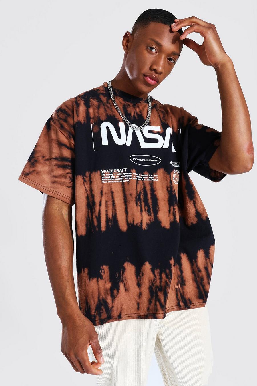Brown Oversized Nasa Logo Tie Dye License T-shirt image number 1