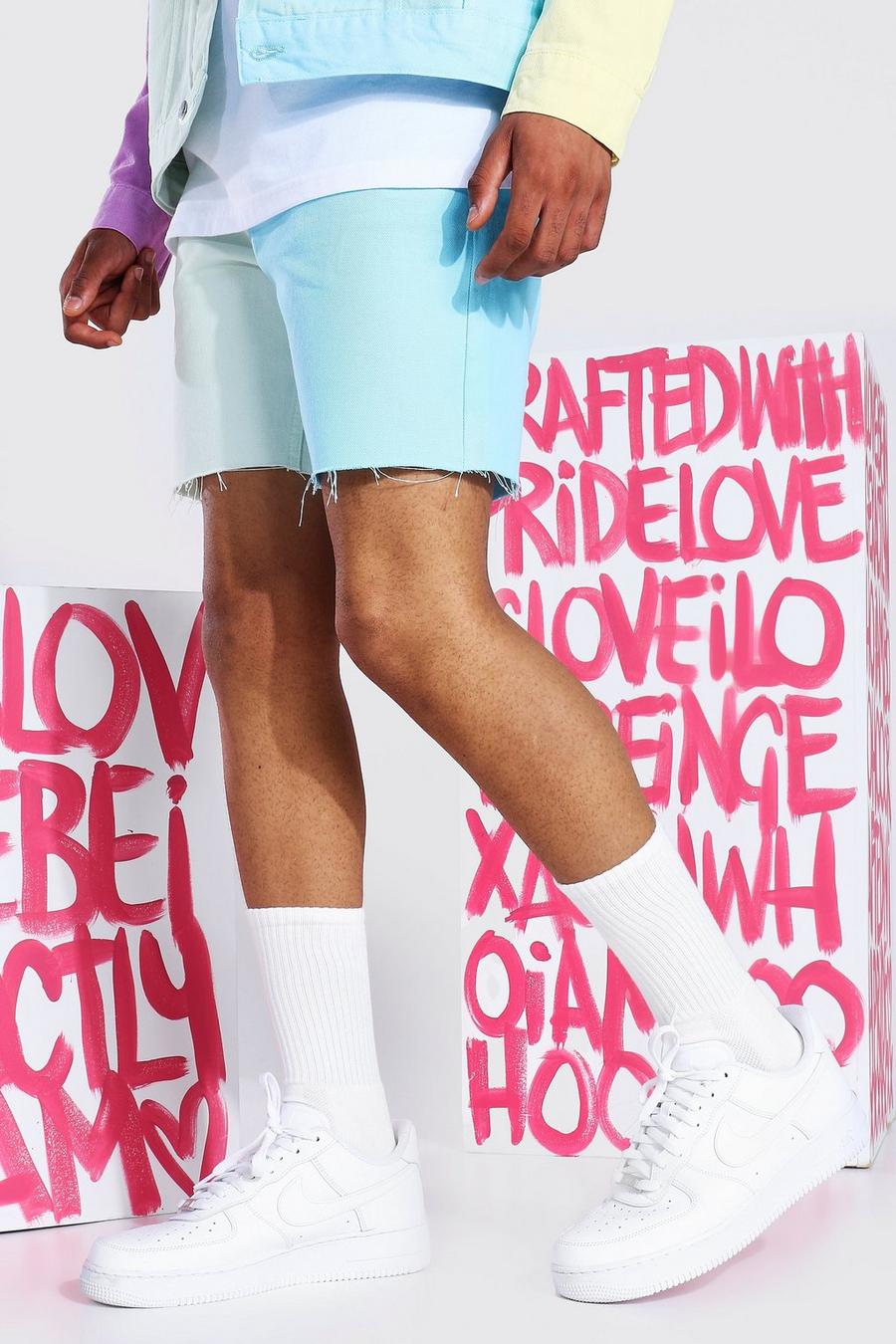 Pride Slim Fit Jeansshorts mit Colorblock, Mehrfarbig image number 1