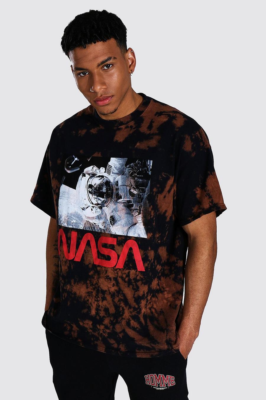 Brown NASA Oversize batikmönstrad t-shirt image number 1