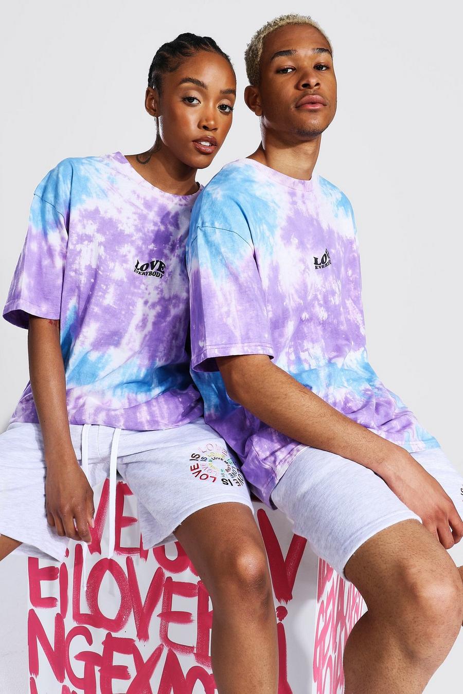 Pride Batik-T-Shirt mit „Love Everybody“-Print, Violett image number 1