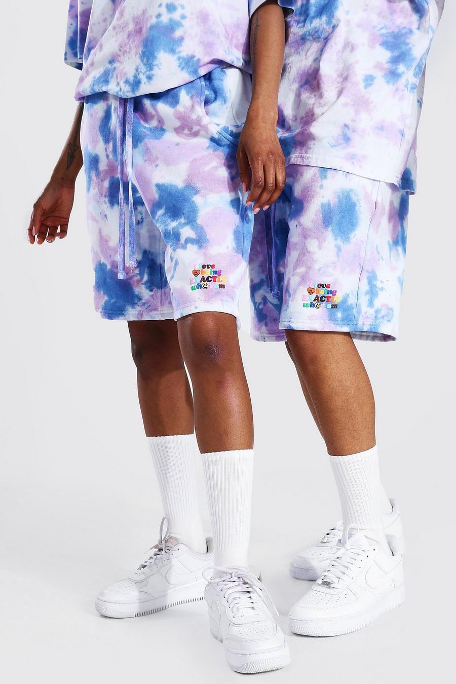 Pride Jersey-Shorts mit Batik-Print und Who I Am-Slogan, Violett image number 1