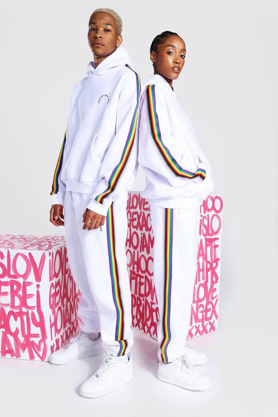 Pride Trainingsanzug mit Kapuze und Zierband, Weiß image number 1
