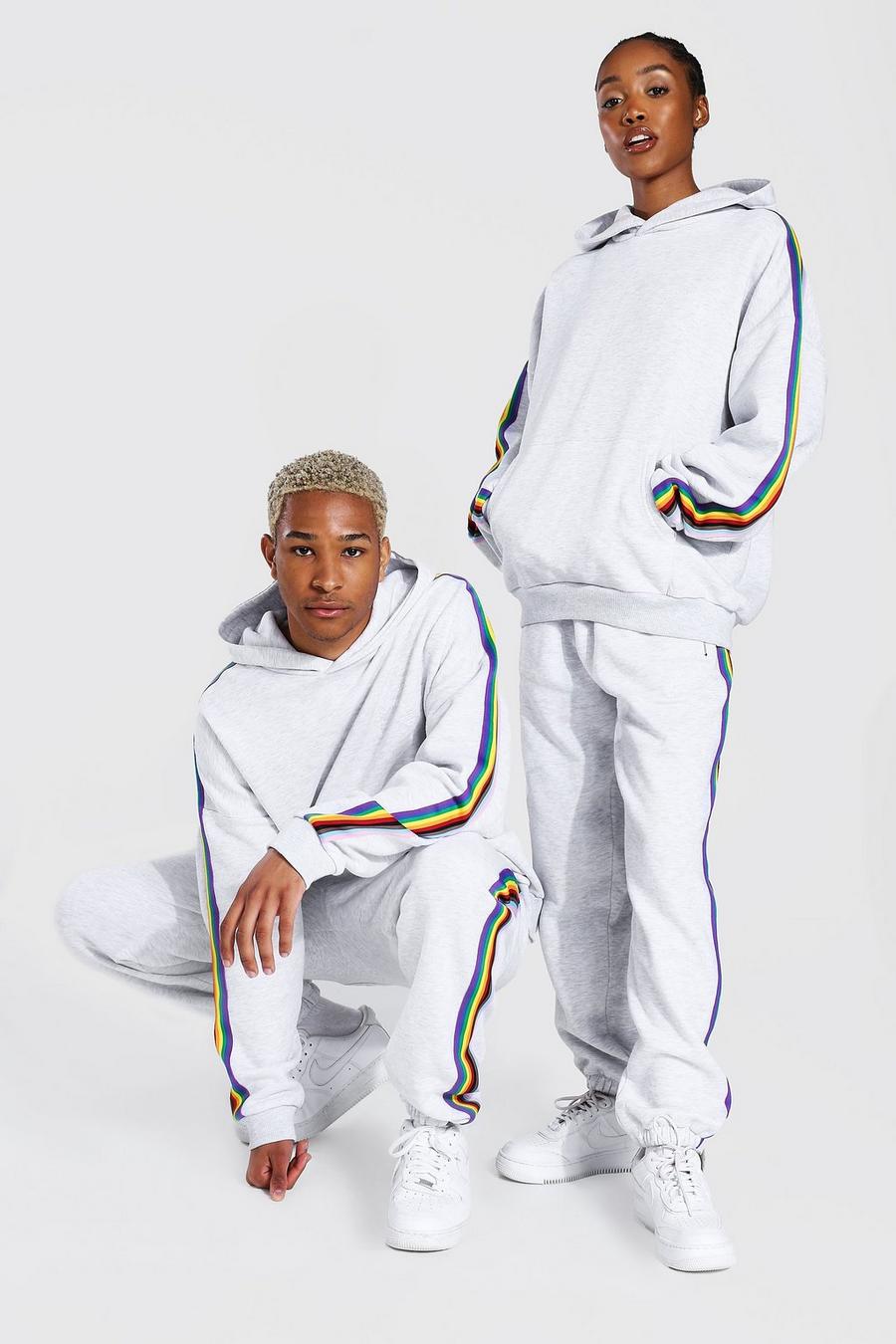 Pride Trainingsanzug mit Kapuze und Zierband, Aschgrau image number 1