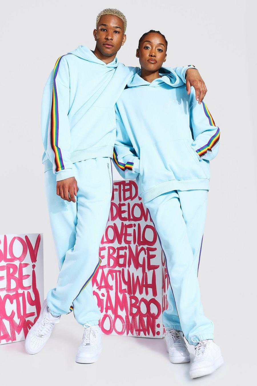 Pride Trainingsanzug mit Kapuze und Zierband, Hellblau image number 1