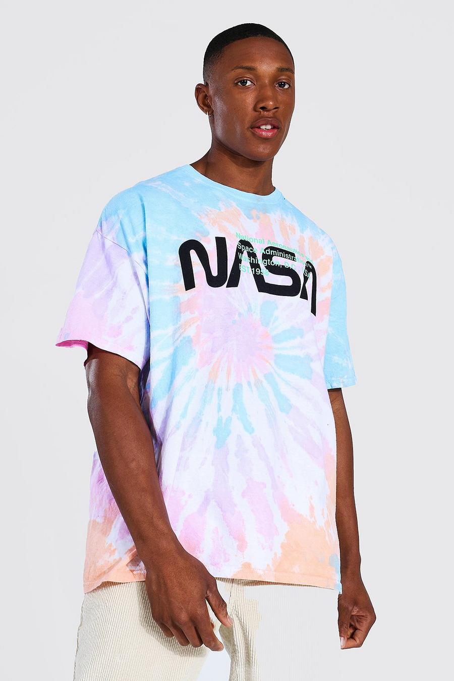 Multi Oversized Nasa Logo Tie Dye License T-shirt image number 1