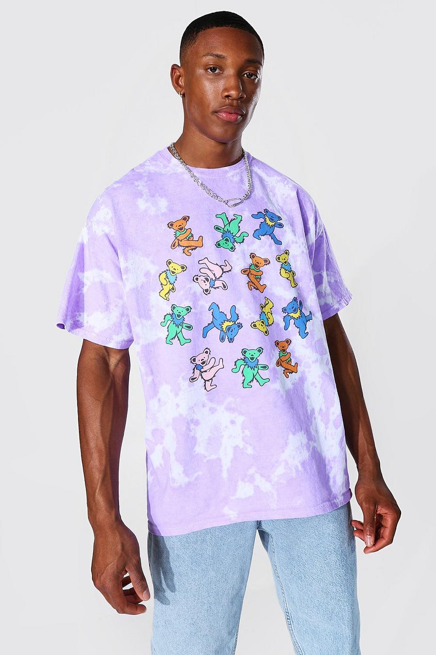 Purple Grateful Dead Oversize t-shirt med batikmönster image number 1