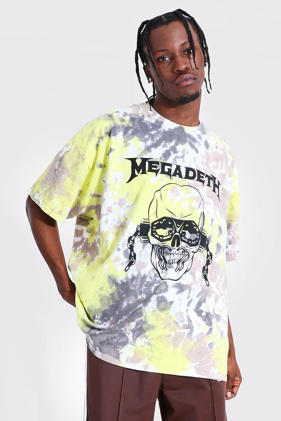 Yellow Oversized Gelicenseerd Tie Dye Megadeth T-Shirt image number 1