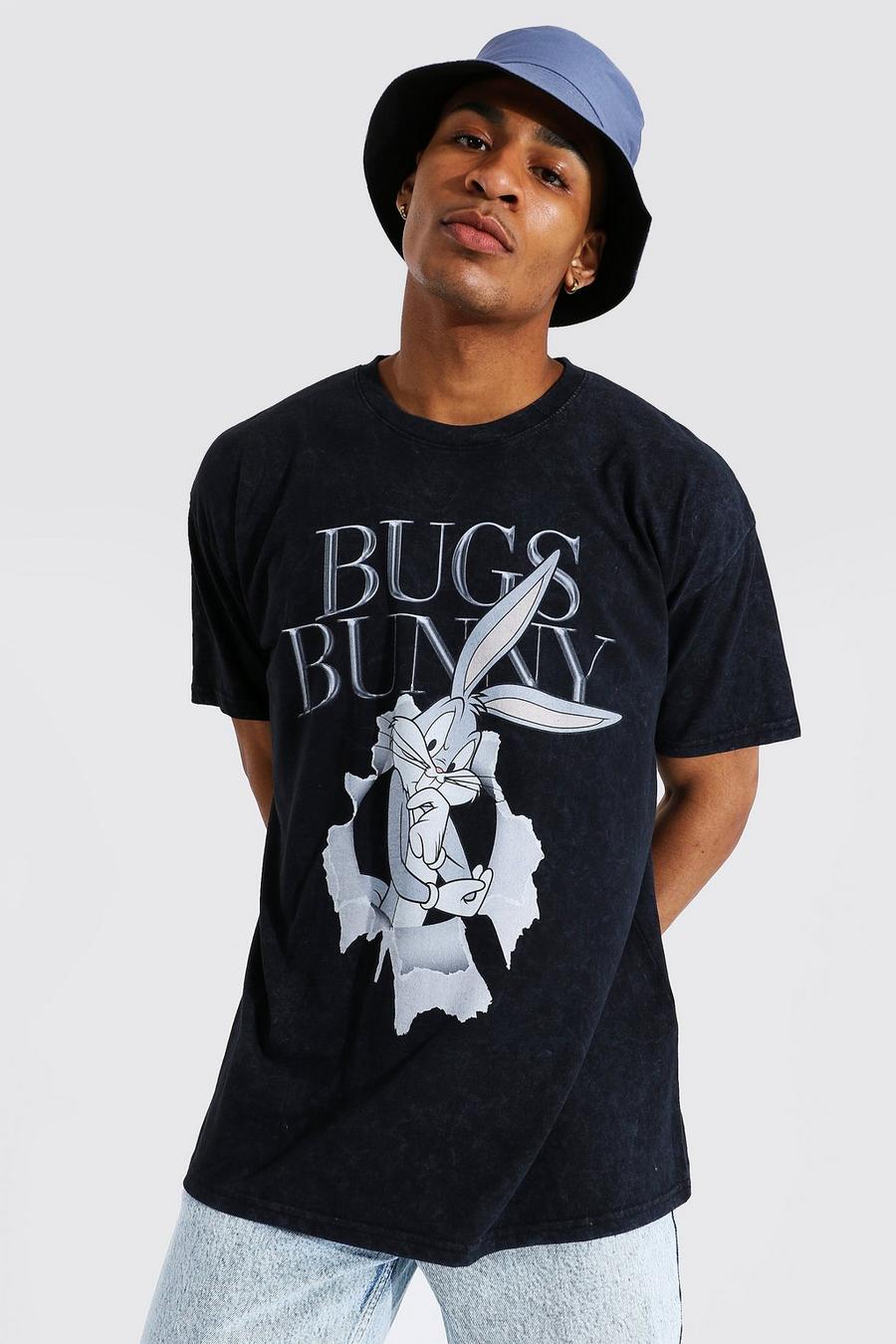 T-shirt oversize ufficiale di Bugs Bunny in lavaggio acido, Charcoal image number 1