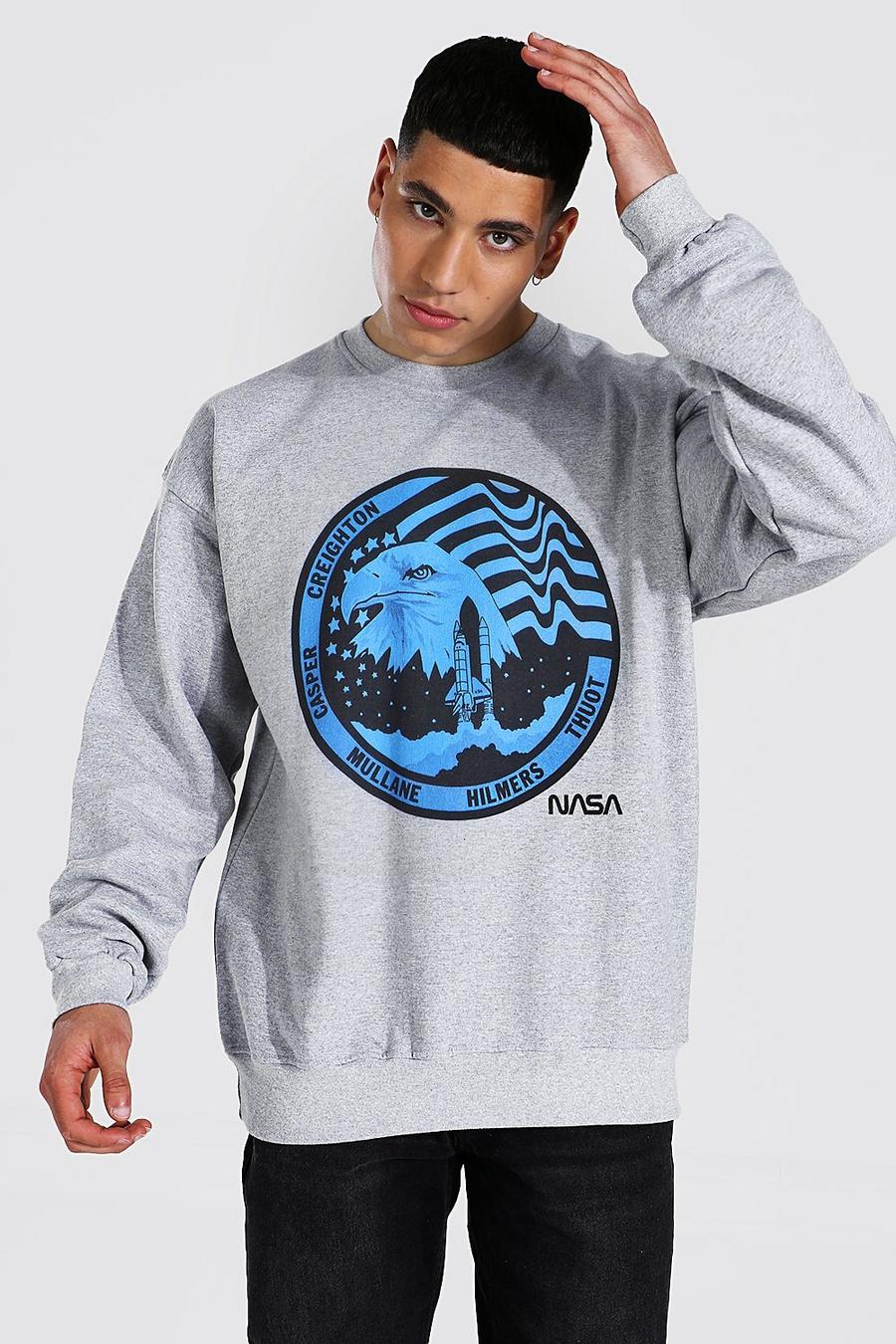 Übergroßes Sweatshirt mit lizenziertem Nasa-Print, Grau meliert image number 1