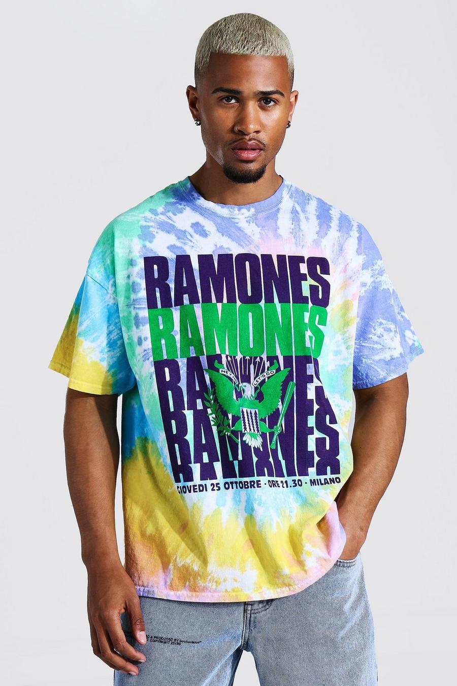 Camiseta con licencia ancha desteñida de Ramones, Morado image number 1