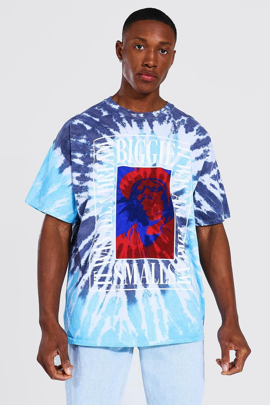 T-shirt oversize ufficiale Biggie effetto tie-dye, Azzurro image number 1