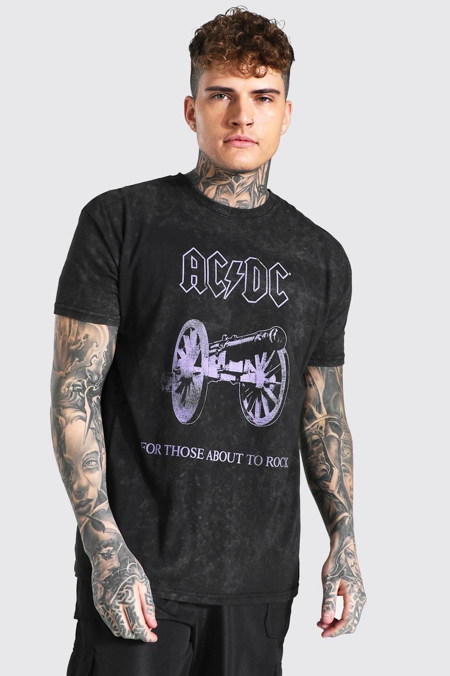 Charcoal ACDC Oversize t-shirt med stentvättad effekt image number 1