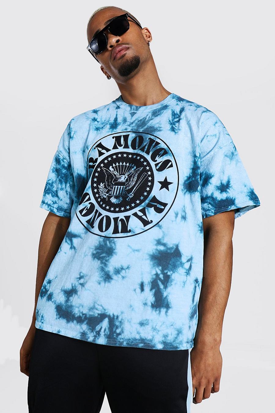 Sage Oversized Gelicenseerd Tie Dye Ramones T-Shirt image number 1