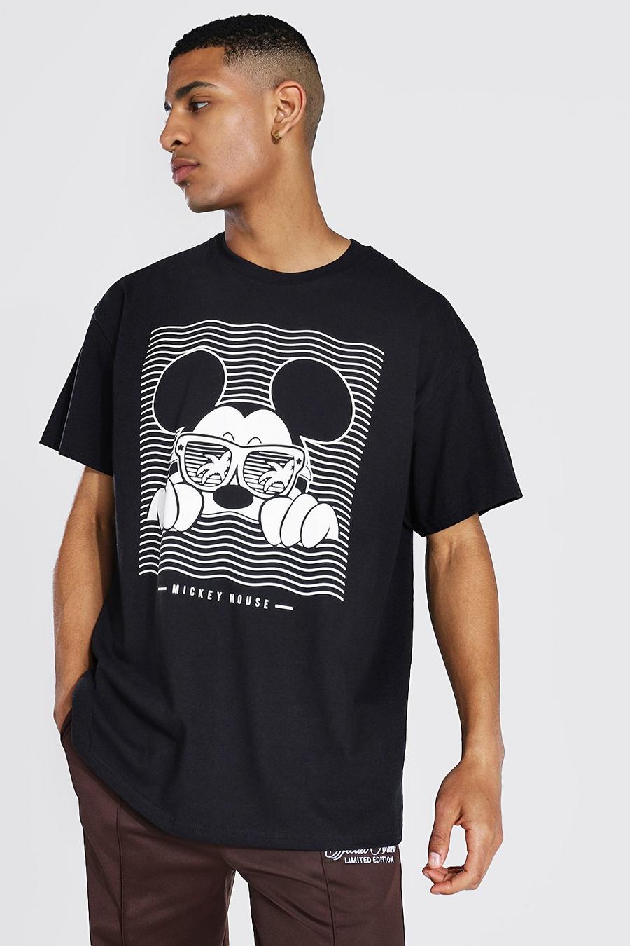 שחור טישרט אוברסייז ממותג עם הדפס Mickey Mouse image number 1