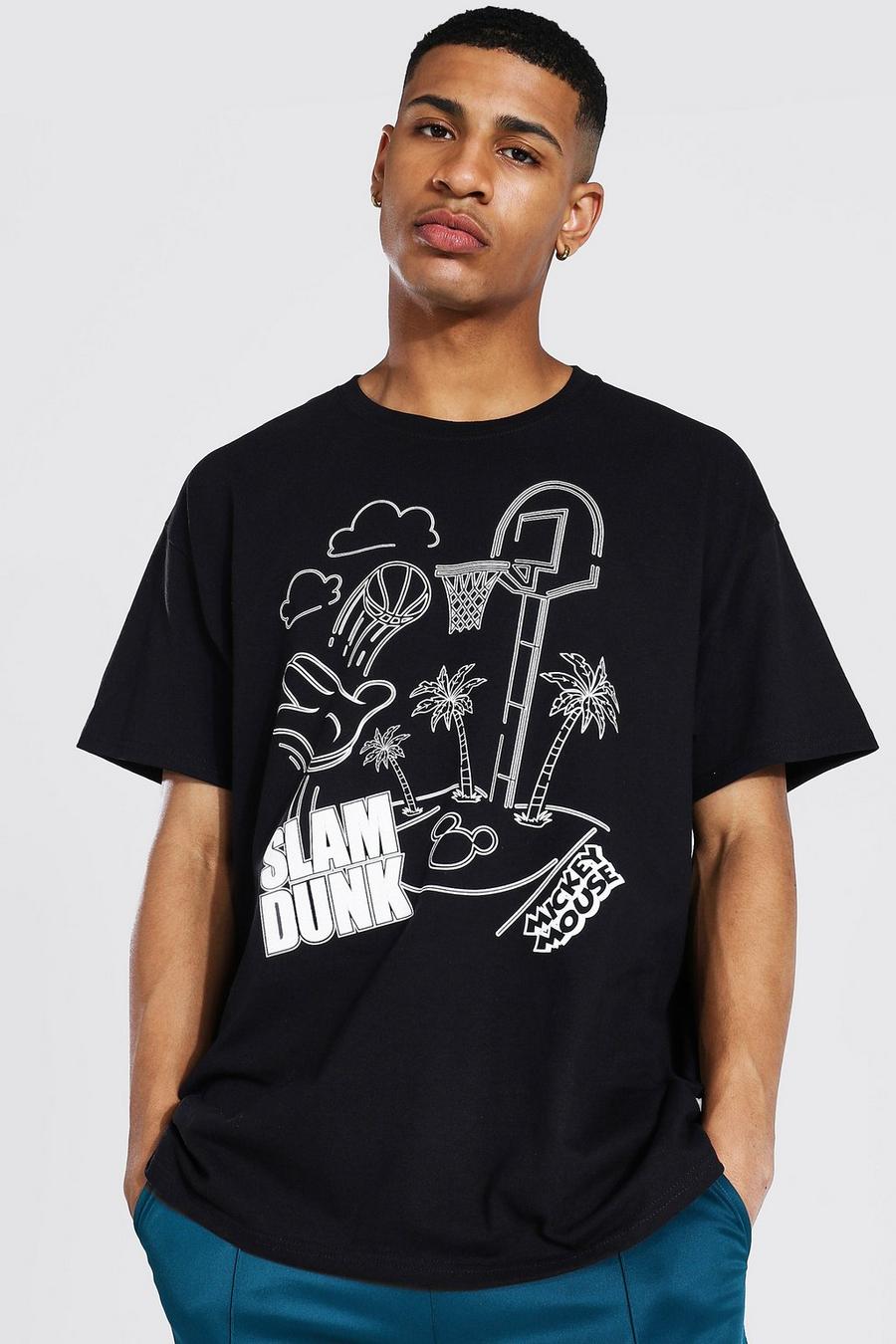 Black Oversized Gelicenseerd Mickey Slam Dunk T-Shirt image number 1