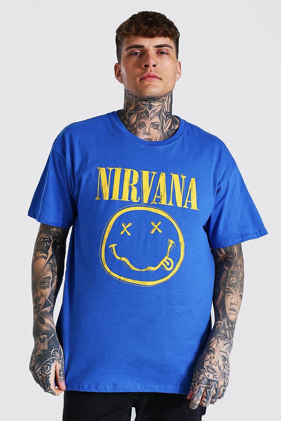 רויאל טישרט אוברסייז ממותג עם הדפס סמיילי של Nirvana image number 1